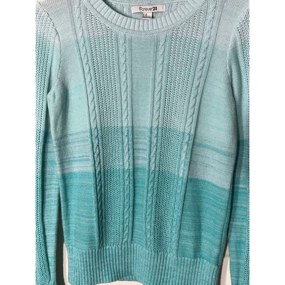 Forever 21 Ombre Teal Knit Sweater, Women's Size M - Picture 3 of 6